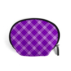 Purple Plaid Tartan 3 Diagonal (2) Accessory Pouch (Small) from ArtsNow.com Front