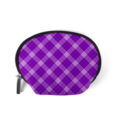 Purple Plaid Tartan 3 Diagonal (2) Accessory Pouch (Small) from ArtsNow.com Back