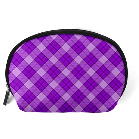 Purple Plaid Tartan 3 Diagonal (2) Accessory Pouch (Large) from ArtsNow.com Back