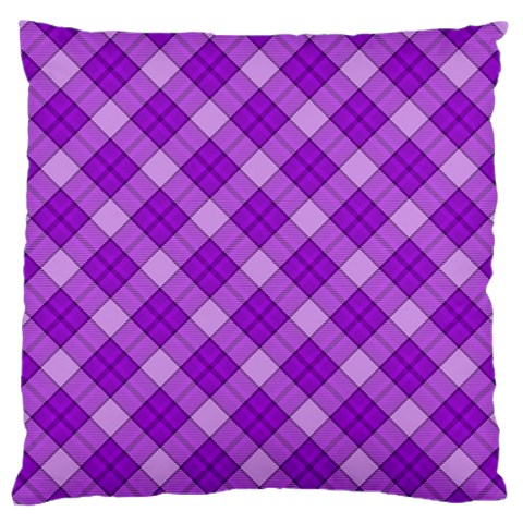 Purple Plaid Tartan 3 Diagonal (2) Large Premium Plush Fleece Cushion Case (Two Sides) from ArtsNow.com Back