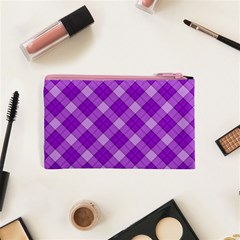 Purple Plaid Tartan 3 Diagonal (2) Cosmetic Bag (XS) from ArtsNow.com Back