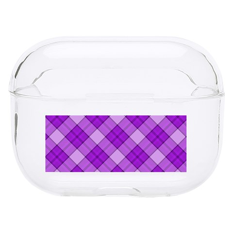 Purple Plaid Tartan 3 Diagonal (2) Hard PC AirPods Pro Case from ArtsNow.com Front