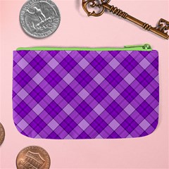 Purple Plaid Tartan 3 Diagonal (2) Large Coin Purse from ArtsNow.com Back