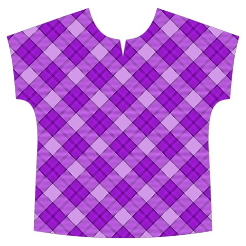 Purple Plaid Tartan 3 Diagonal (2) Short Sleeve Long Pants Satin Pajamas Set from ArtsNow.com Front