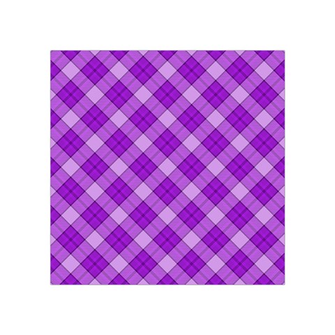 Purple Plaid Tartan 3 Diagonal (2) Square Tapestry (Small) from ArtsNow.com Front