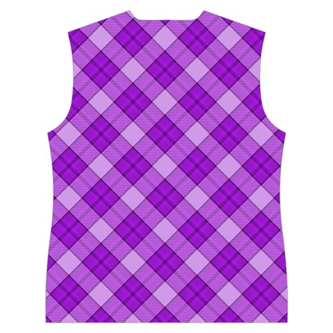 Purple Plaid Tartan 3 Diagonal (2) Women s Button Up Vest from ArtsNow.com Back