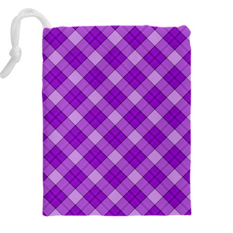 Purple Plaid Tartan 3 Diagonal (2) Drawstring Pouch (5XL) from ArtsNow.com Back