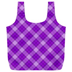 Purple Plaid Tartan 3 Diagonal (2) Full Print Recycle Bag (XXL) from ArtsNow.com Front