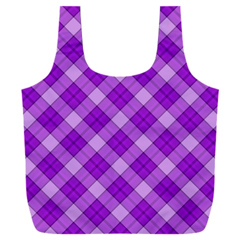 Purple Plaid Tartan 3 Diagonal (2) Full Print Recycle Bag (XXL) from ArtsNow.com Back