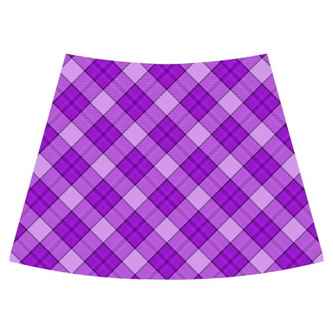 Purple Plaid Tartan 3 Diagonal (2) Knee Back Skirt