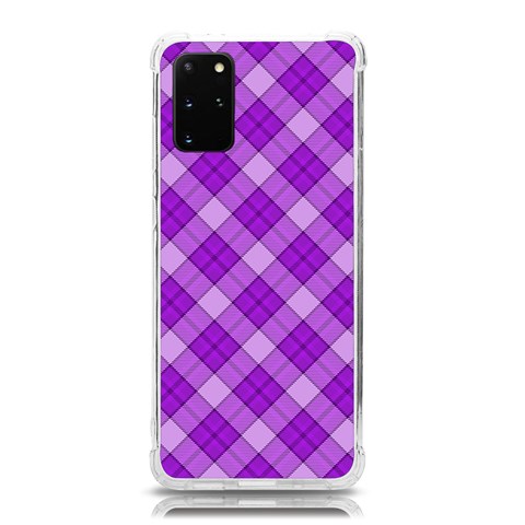 Purple Plaid Tartan 3 Diagonal (2) Samsung Galaxy S20 Plus 6.7 Inch TPU UV Case from ArtsNow.com Front