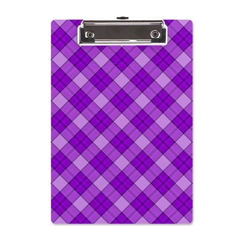 Purple Plaid Tartan 3 Diagonal (2) A5 Acrylic Clipboard from ArtsNow.com Front