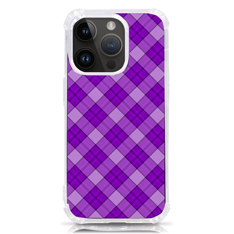 Purple Plaid Tartan 3 Diagonal (2) iPhone 14 Pro TPU UV Print Case from ArtsNow.com Front