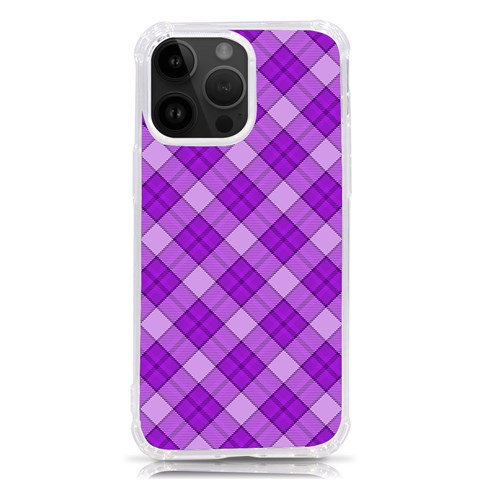 Purple Plaid Tartan 3 Diagonal (2) iPhone 14 Pro Max TPU UV Print Case from ArtsNow.com Front