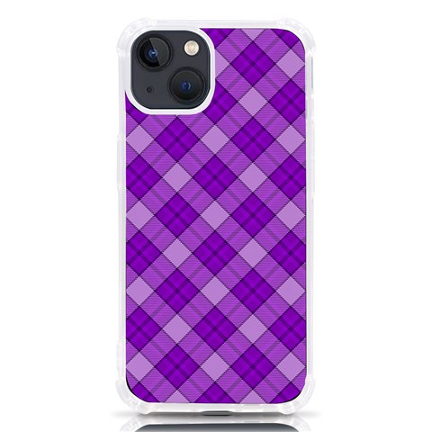 Purple Plaid Tartan 3 Diagonal (2) iPhone 13 TPU UV Print Case from ArtsNow.com Front