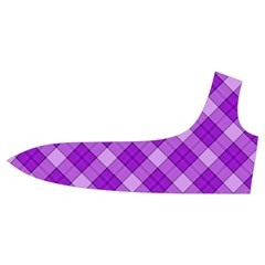 Purple Plaid Tartan 3 Diagonal (2) Trumpet Sleeve Cropped Top from ArtsNow.com Front Left