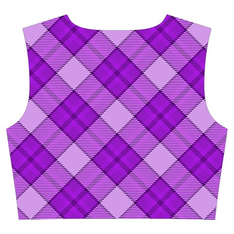 Purple Plaid Tartan 3 Diagonal (2) Trumpet Sleeve Cropped Top from ArtsNow.com Back