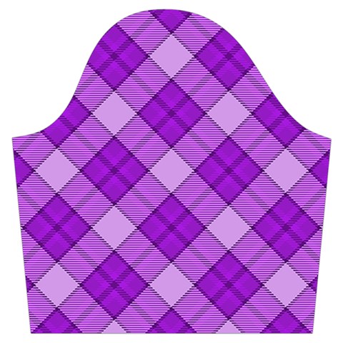 Purple Plaid Tartan 3 Diagonal (2) Trumpet Sleeve Cropped Top from ArtsNow.com Sleeve Left