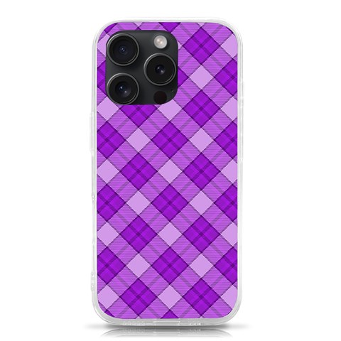 Purple Plaid Tartan 3 Diagonal (2) iPhone 15 Pro TPU UV Print Case from ArtsNow.com Front