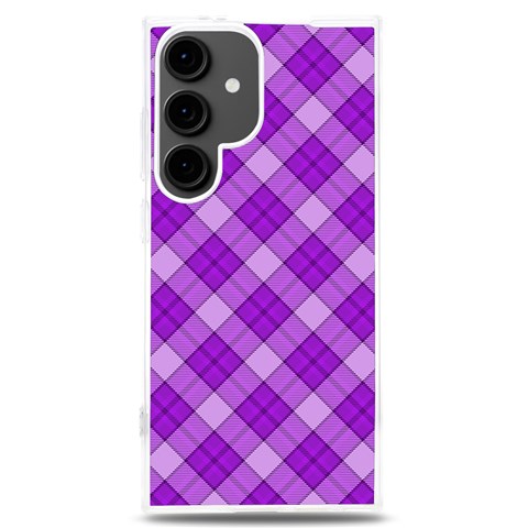 Purple Plaid Tartan 3 Diagonal (2) Samsung Galaxy S24 Plus 6.7 Inch TPU UV Case from ArtsNow.com Front