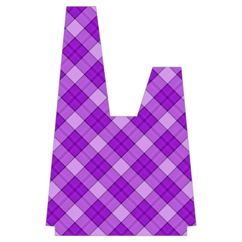 Purple Plaid Tartan 3 Diagonal (2) Japanese Wrist Knot Bag from ArtsNow.com Front