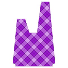 Purple Plaid Tartan 3 Diagonal (2) Japanese Wrist Knot Bag from ArtsNow.com Back