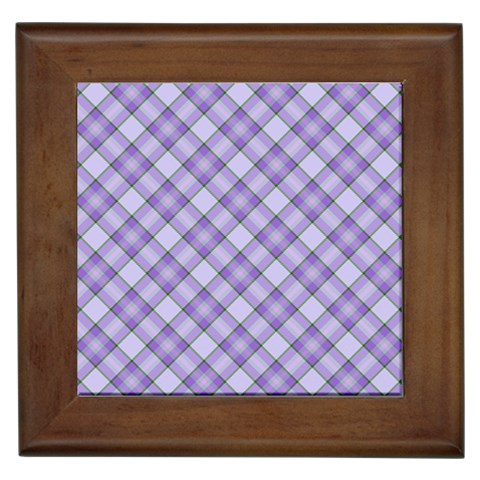 Purple Plaid Tartan 2 Diagonal Framed Tile from ArtsNow.com Front