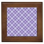 Purple Plaid Tartan 2 Diagonal Framed Tile