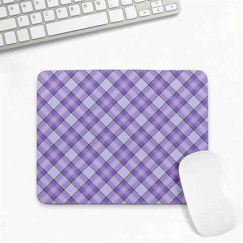 Purple Plaid Tartan 2 Diagonal Small Mousepad from ArtsNow.com Front