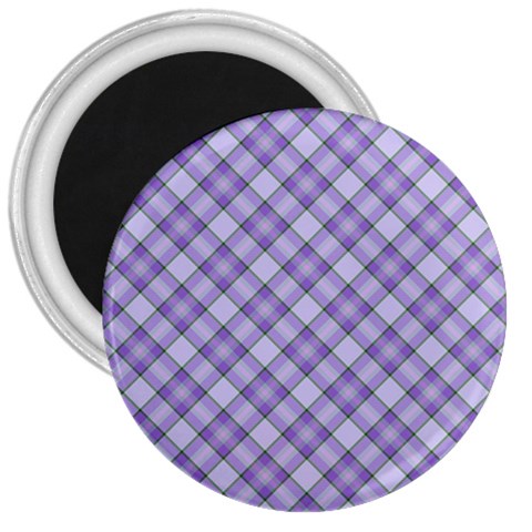 Purple Plaid Tartan 2 Diagonal 3  Magnets from ArtsNow.com Front