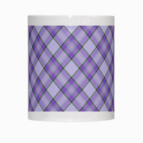 Purple Plaid Tartan 2 Diagonal White Mug from ArtsNow.com Center