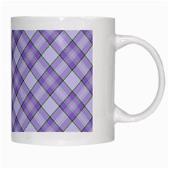 Purple Plaid Tartan 2 Diagonal White Mug from ArtsNow.com Right