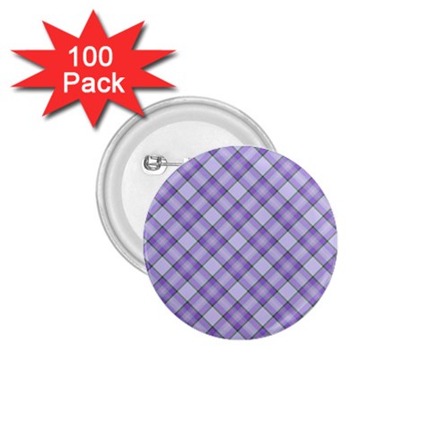 Purple Plaid Tartan 2 Diagonal 1.75  Buttons (100 pack)  from ArtsNow.com Front