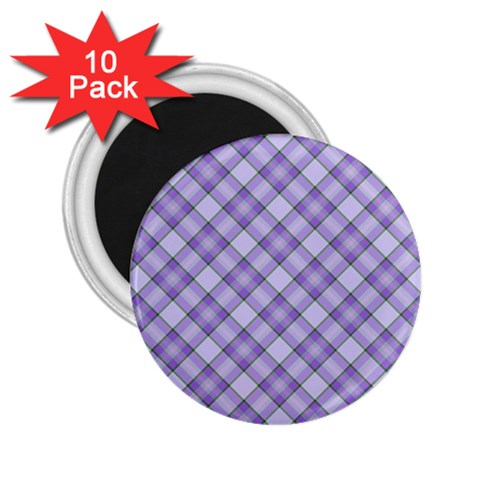 Purple Plaid Tartan 2 Diagonal 2.25  Magnets (10 pack)  from ArtsNow.com Front