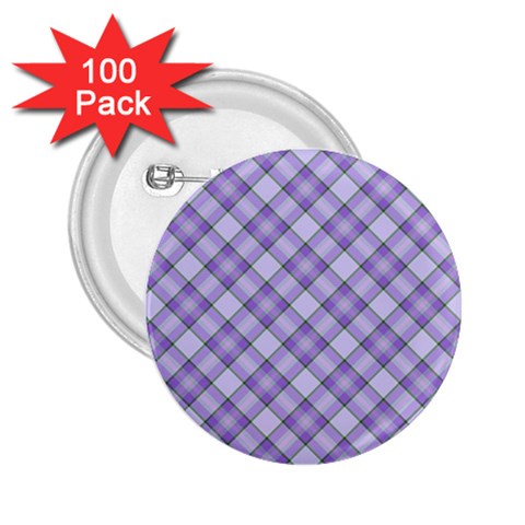 Purple Plaid Tartan 2 Diagonal 2.25  Buttons (100 pack)  from ArtsNow.com Front