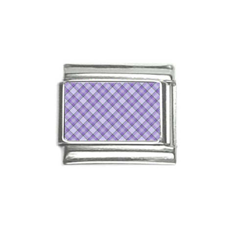 Purple Plaid Tartan 2 Diagonal Italian Charm (9mm) from ArtsNow.com Front