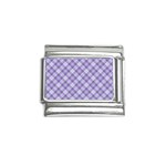 Purple Plaid Tartan 2 Diagonal Italian Charm (9mm)