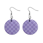 Purple Plaid Tartan 2 Diagonal Mini Button Earrings