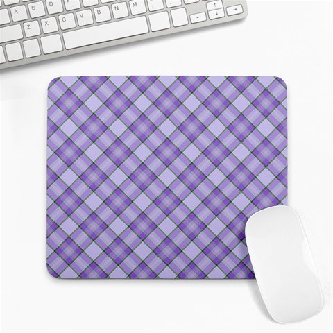 Purple Plaid Tartan 2 Diagonal Large Mousepad from ArtsNow.com Front