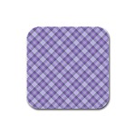 Purple Plaid Tartan 2 Diagonal Rubber Square Coaster (4 pack)