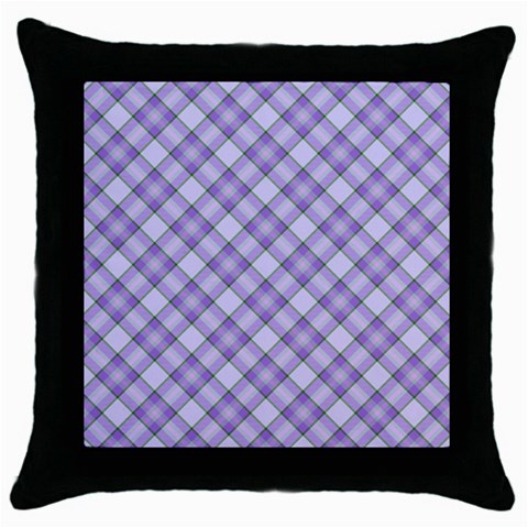 Purple Plaid Tartan 2 Diagonal Throw Pillow Case (Black) from ArtsNow.com Front