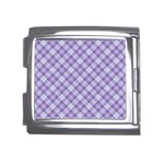 Purple Plaid Tartan 2 Diagonal Mega Link Italian Charm (18mm)