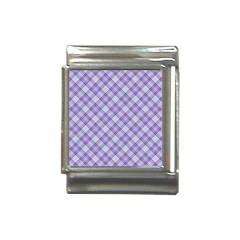 Purple Plaid Tartan 2 Diagonal Italian Charm (13mm) from ArtsNow.com Front