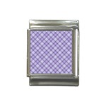 Purple Plaid Tartan 2 Diagonal Italian Charm (13mm)