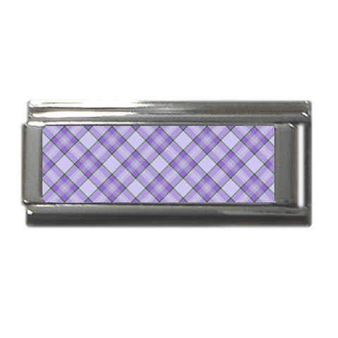 Purple Plaid Tartan 2 Diagonal Superlink Italian Charm (9mm) from ArtsNow.com Front