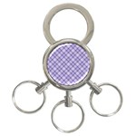 Purple Plaid Tartan 2 Diagonal 3-Ring Key Chain