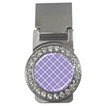 Purple Plaid Tartan 2 Diagonal Money Clips (CZ) 