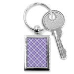 Purple Plaid Tartan 2 Diagonal Key Chain (Rectangle)