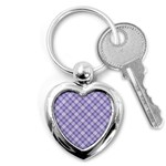 Purple Plaid Tartan 2 Diagonal Key Chain (Heart)