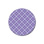 Purple Plaid Tartan 2 Diagonal Rubber Coaster (Round)